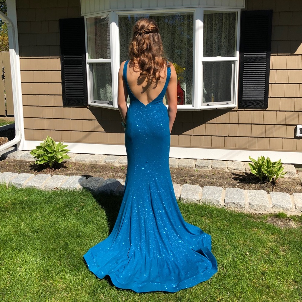 Jovani Prom Dress JVN67094 C: peacock S: 4 altered